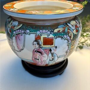 Antique Chinese Colorful Ceramic Art, Sacred Birds and Butterflies Bowl.